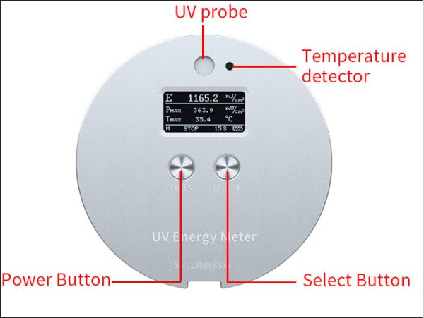 UV LED Energy Meter UVEM36  high pressure mercury lamp, halogen lamp - Image 2